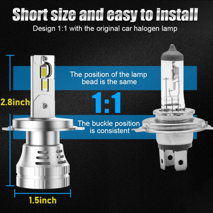 K9 1 Pair H4 / 9003 6000K / 3000LM / 30W / DC10-32V IP68 Waterproof Car LED Headlight