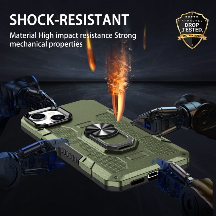 For iPhone 14 Ring Holder Armor Hybrid Phone Case