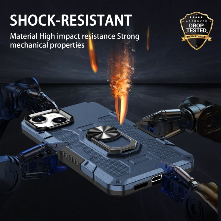 For iPhone 14 Ring Holder Armor Hybrid Phone Case