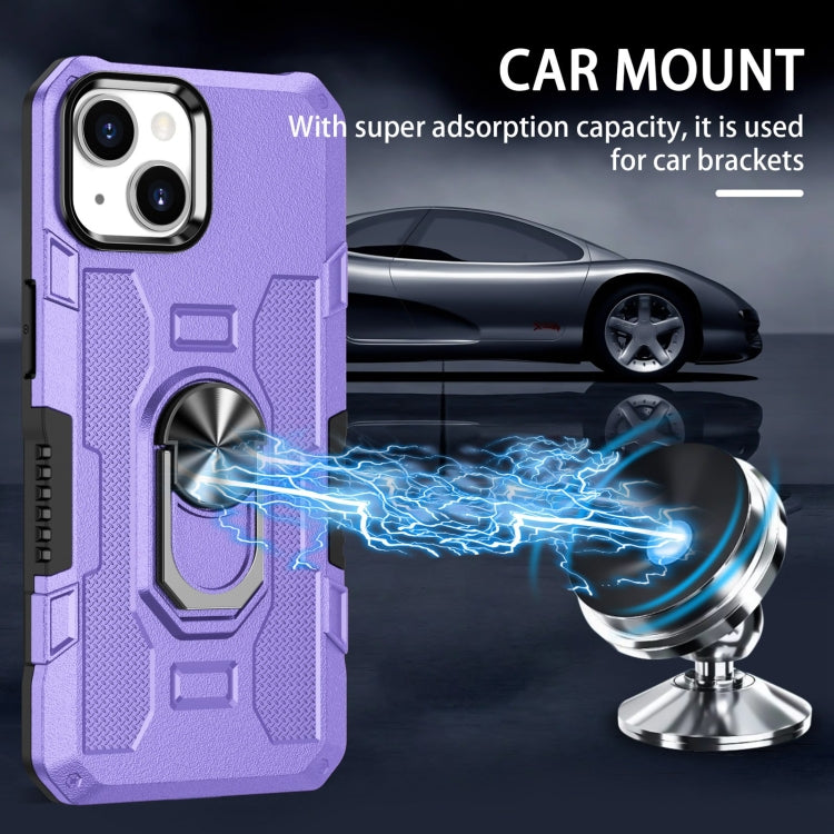 For iPhone 14 Ring Holder Armor Hybrid Phone Case