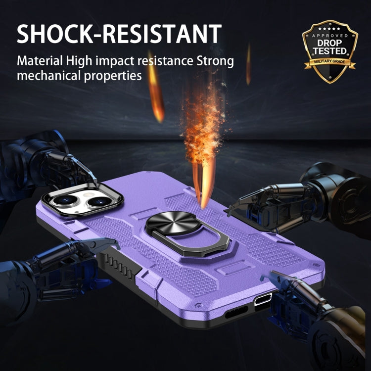 For iPhone 14 Ring Holder Armor Hybrid Phone Case