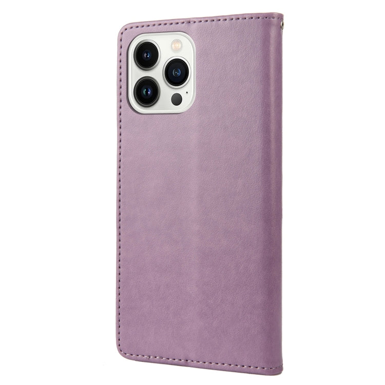 For iPhone 14 Pro Butterfly Flower Pattern Flip Leather Phone Case