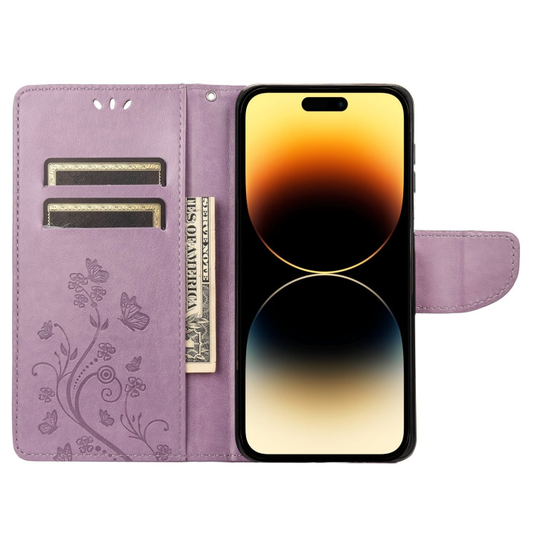 For iPhone 14 Pro Butterfly Flower Pattern Flip Leather Phone Case