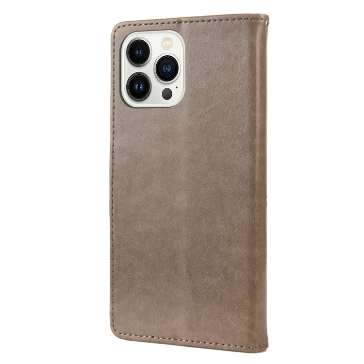 For iPhone 14 Pro Butterfly Flower Pattern Flip Leather Phone Case