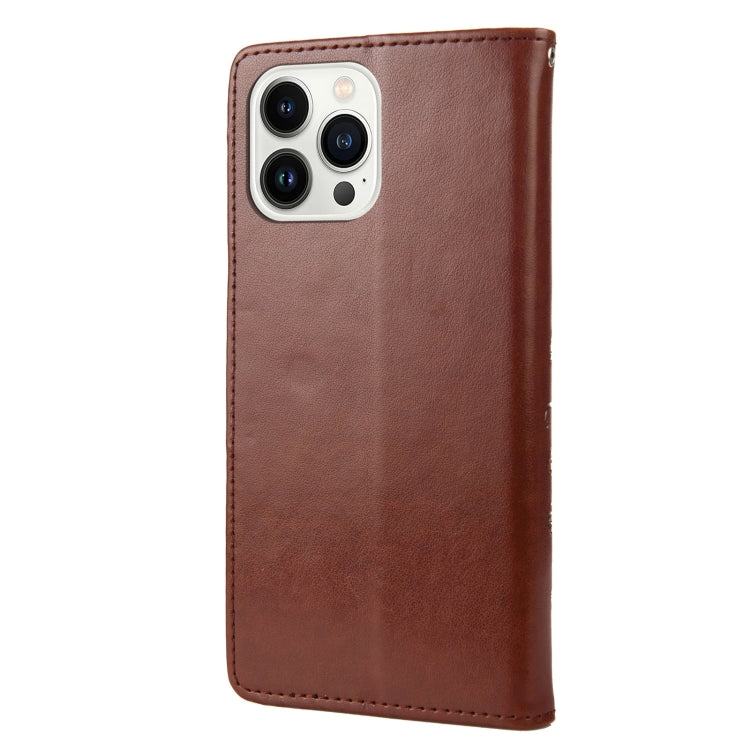 For iPhone 14 Pro Butterfly Flower Pattern Flip Leather Phone Case