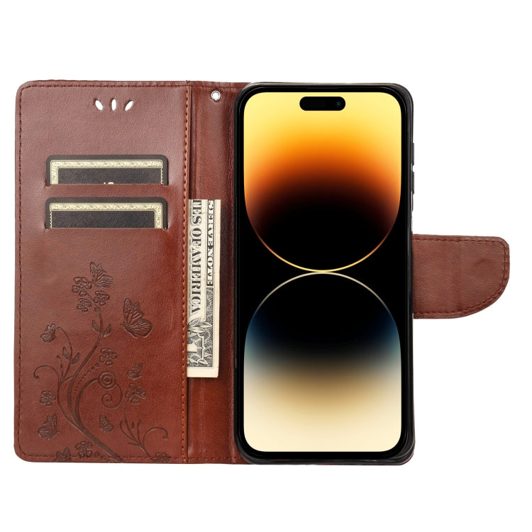 For iPhone 14 Pro Butterfly Flower Pattern Flip Leather Phone Case