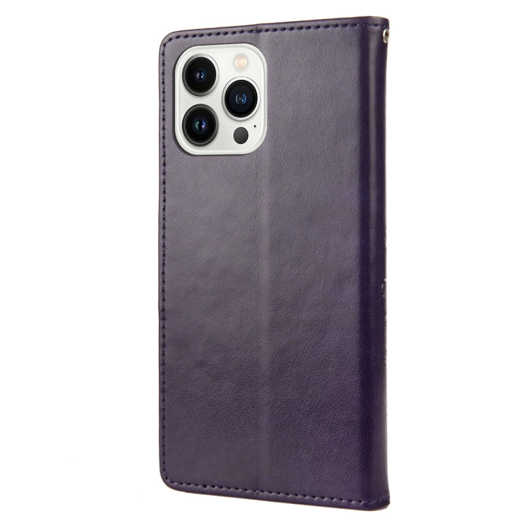 For iPhone 14 Pro Butterfly Flower Pattern Flip Leather Phone Case