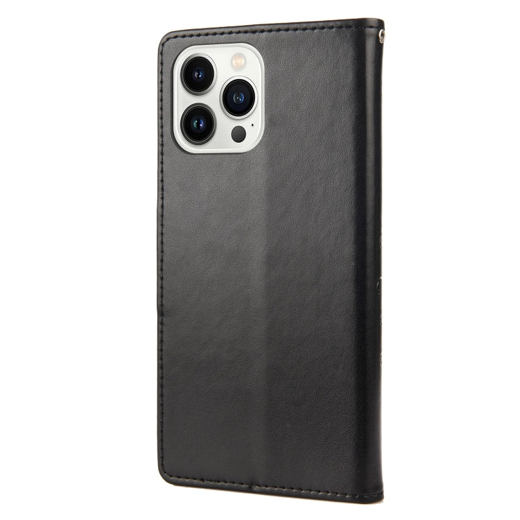 For iPhone 14 Pro Butterfly Flower Pattern Flip Leather Phone Case