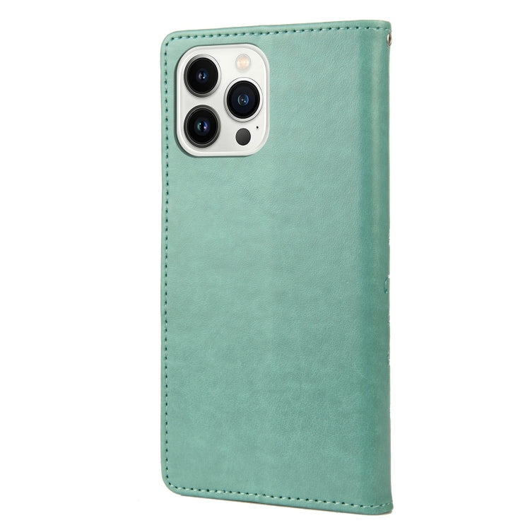 For iPhone 14 Pro Butterfly Flower Pattern Flip Leather Phone Case