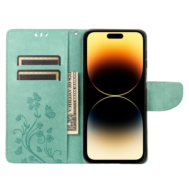 For iPhone 14 Pro Butterfly Flower Pattern Flip Leather Phone Case