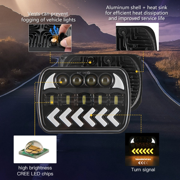 1 Pair 7 inch Square Fishbone Running Water Turn Signal Light