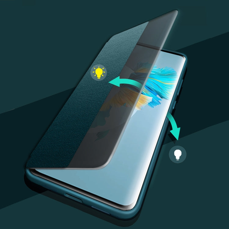 For Huawei Mate 50 Pro Magnetic Side Window View Leather Smart Phone Case