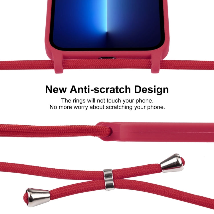 For iPhone 13 Pro Crossbody Lanyard Liquid Silicone Case