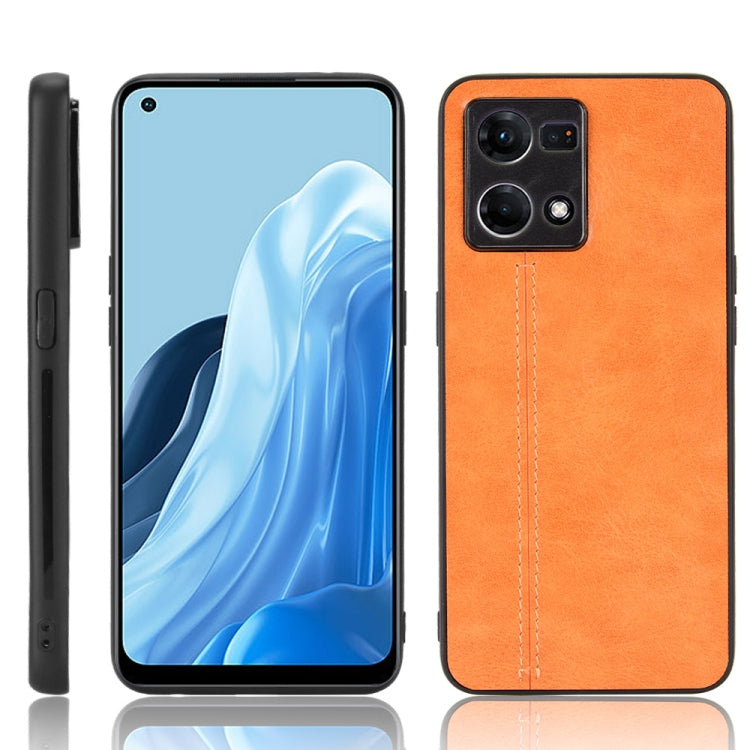 For OPPO Reno7 4G Sewing Cow Pattern Skin PC + PU + TPU Case