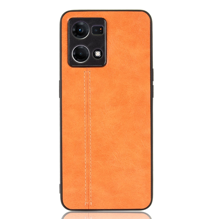 For OPPO Reno7 4G Sewing Cow Pattern Skin PC + PU + TPU Case