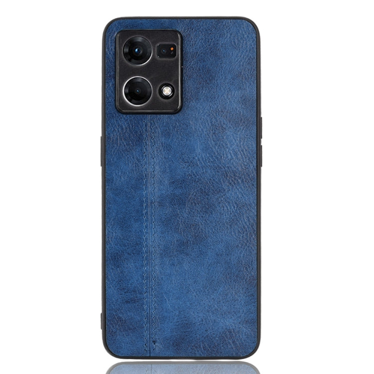 For OPPO Reno7 4G Sewing Cow Pattern Skin PC + PU + TPU Case