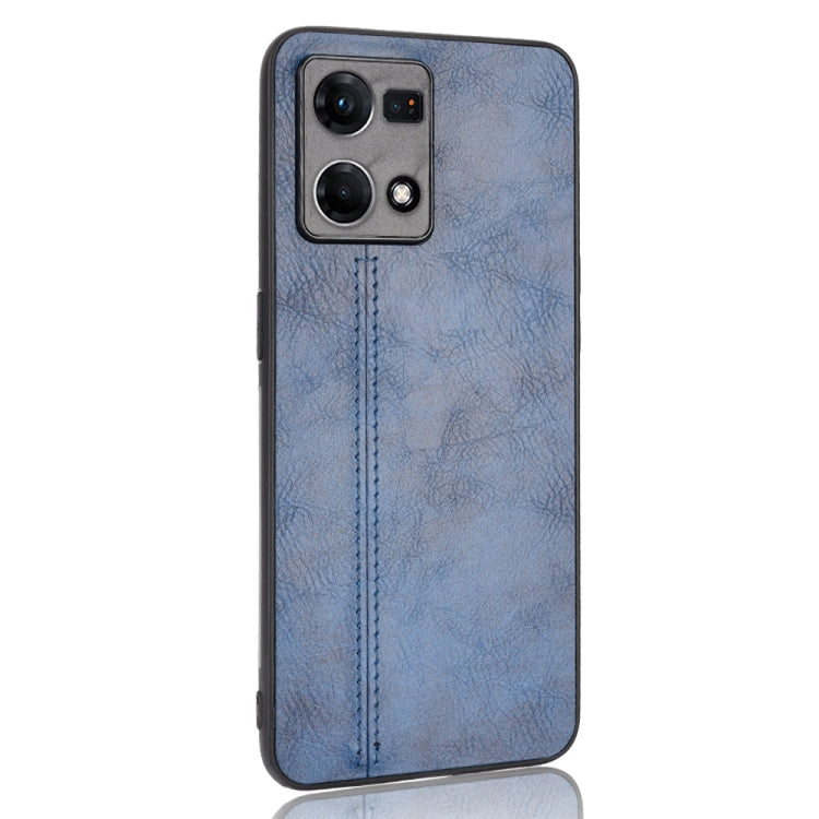 For OPPO Reno7 4G Sewing Cow Pattern Skin PC + PU + TPU Case