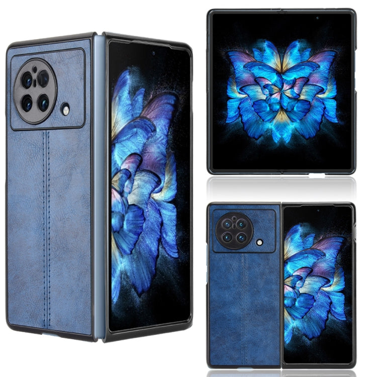 For vivo X Fold Sewing Cow Pattern Skin PC + PU + TPU Case
