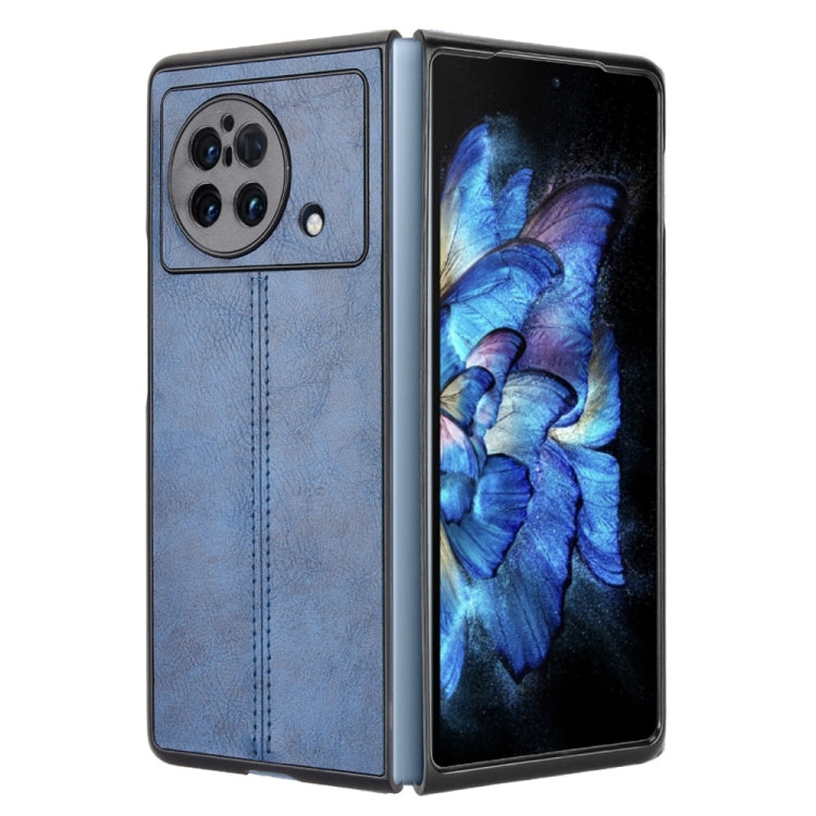 For vivo X Fold Sewing Cow Pattern Skin PC + PU + TPU Case