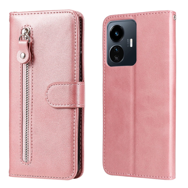 For vivo Y77 5G Calf Texture Zipper Leather Phone Case