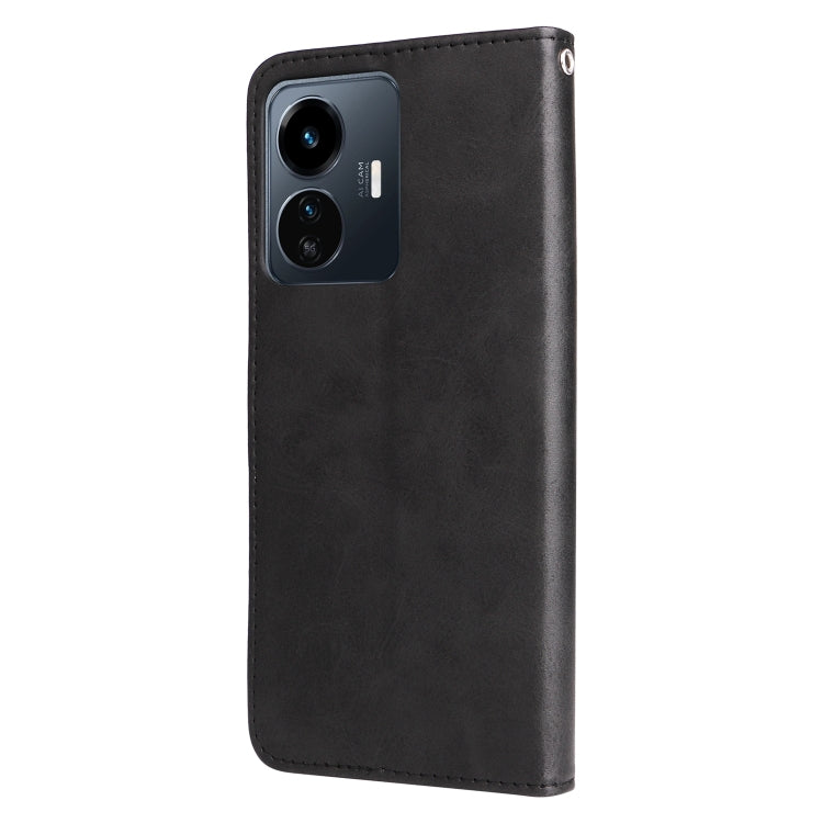 For vivo Y77 5G Calf Texture Zipper Leather Phone Case