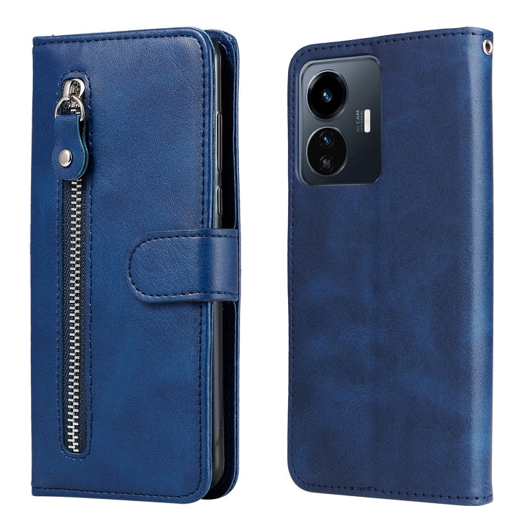 For vivo Y77 5G Calf Texture Zipper Leather Phone Case