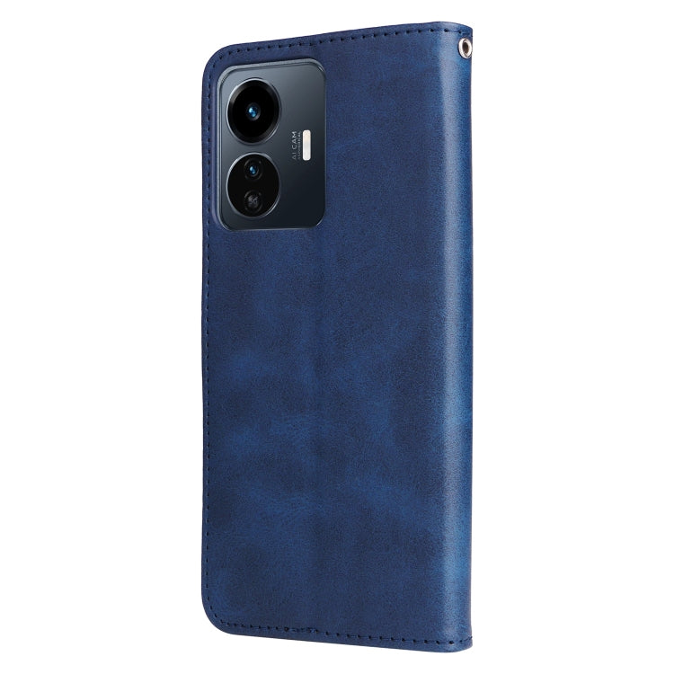 For vivo Y77 5G Calf Texture Zipper Leather Phone Case