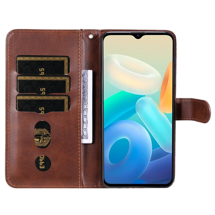 For vivo Y77 5G Calf Texture Zipper Leather Phone Case