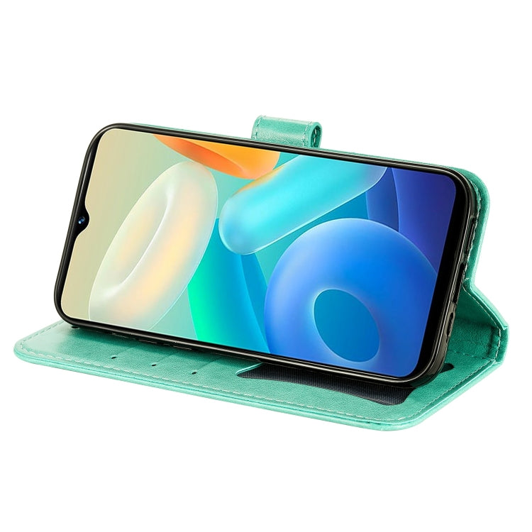 For vivo Y02s 7-petal Flowers Embossing Leather Phone Case