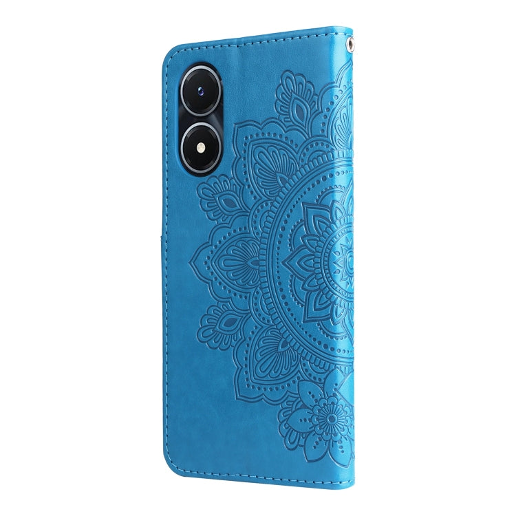 For vivo Y02s 7-petal Flowers Embossing Leather Phone Case