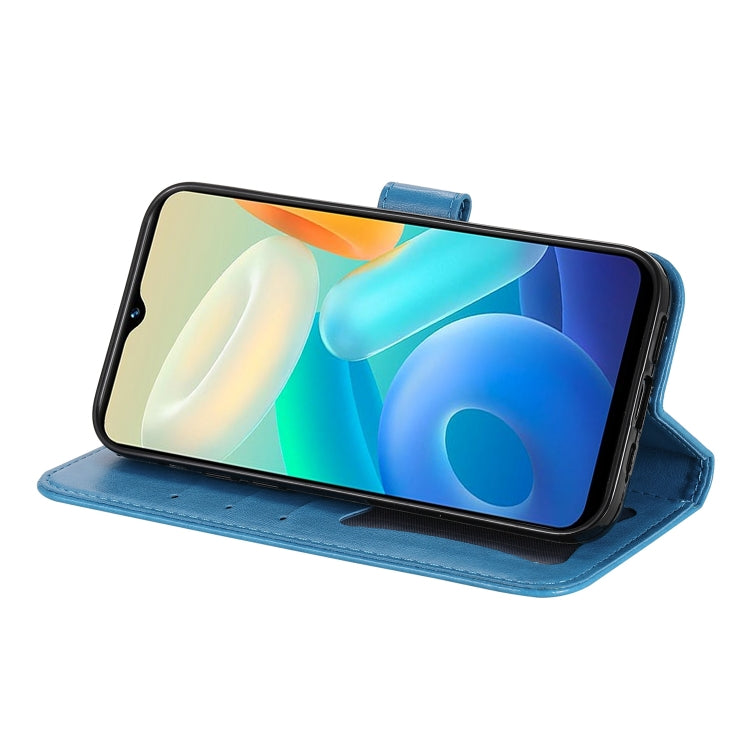 For vivo Y02s 7-petal Flowers Embossing Leather Phone Case