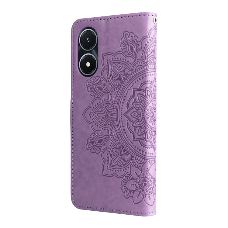 For vivo Y02s 7-petal Flowers Embossing Leather Phone Case