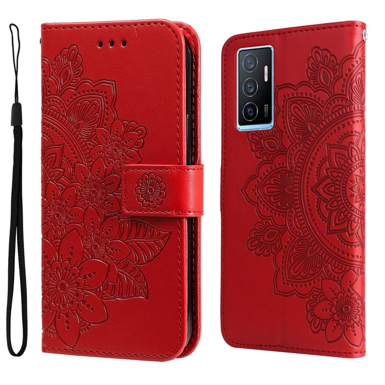 For vivo Y75 4G / S10e 7-petal Flowers Embossing Leather Phone Case