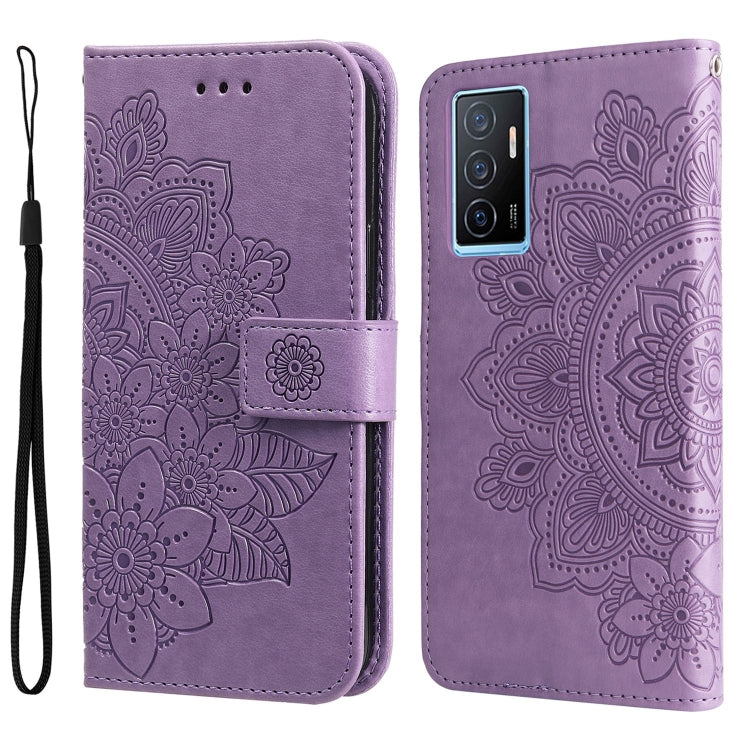 For vivo Y75 4G / S10e 7-petal Flowers Embossing Leather Phone Case