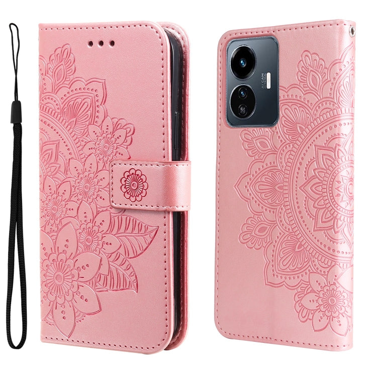 For vivo Y77 5G 7-petal Flowers Embossing Leather Phone Case