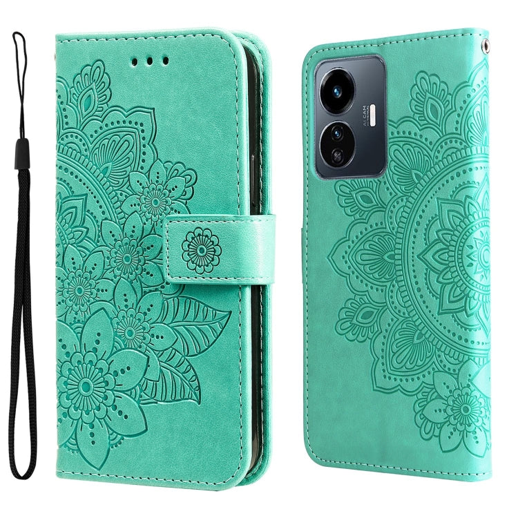 For vivo Y77 5G 7-petal Flowers Embossing Leather Phone Case
