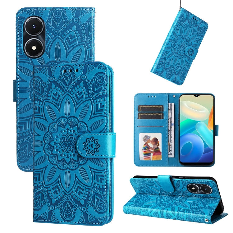 For vivo Y02s Embossed Sunflower Leather Phone Case