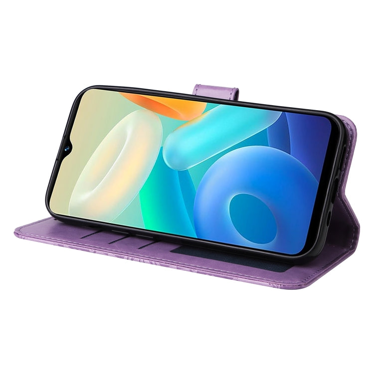 For vivo Y02s Embossed Sunflower Leather Phone Case