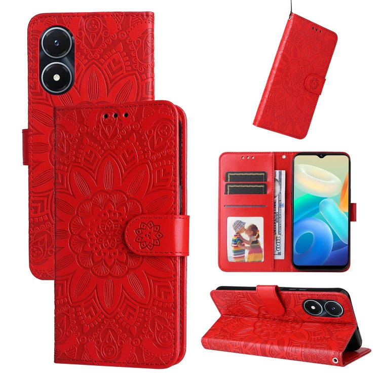 For vivo Y02s Embossed Sunflower Leather Phone Case