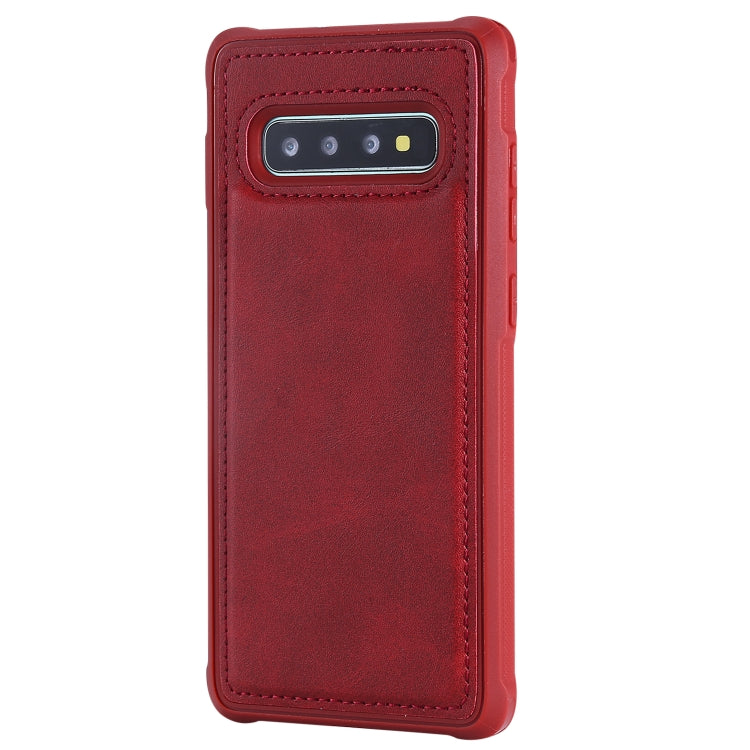 For Galaxy S10+ Magnetic Shockproof PC + TPU + PU Leather Protective Case