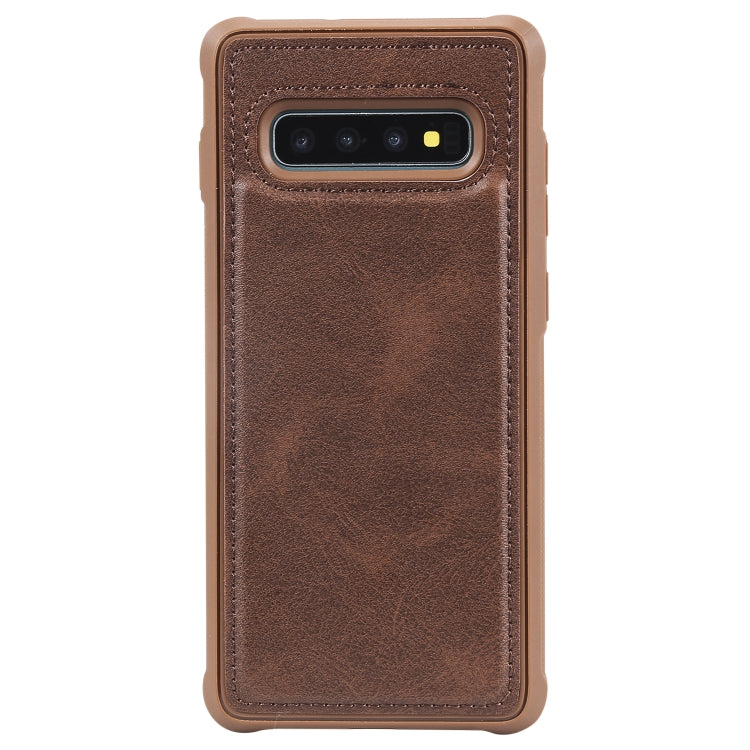 For Galaxy S10+ Magnetic Shockproof PC + TPU + PU Leather Protective Case