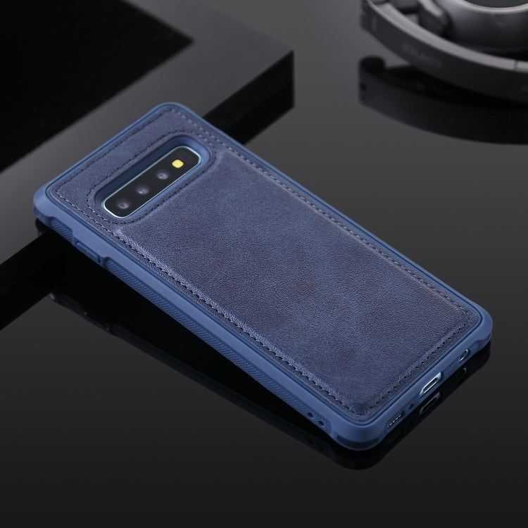 For Galaxy S10+ Magnetic Shockproof PC + TPU + PU Leather Protective Case