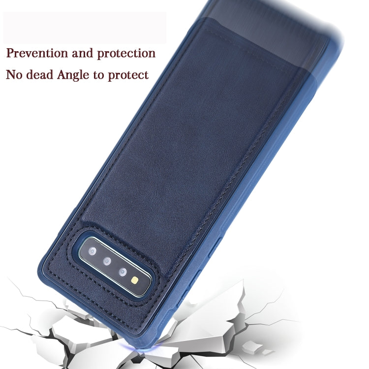 For Galaxy S10+ Magnetic Shockproof PC + TPU + PU Leather Protective Case