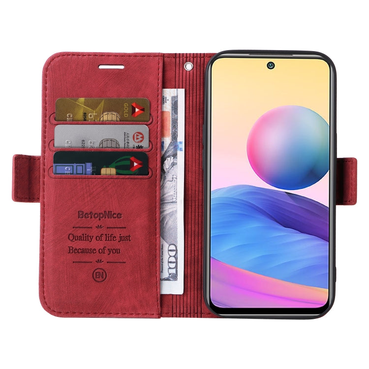 For Xiaomi Redmi Note 10 5G BETOPNICE Dual-side Buckle Leather Phone Case