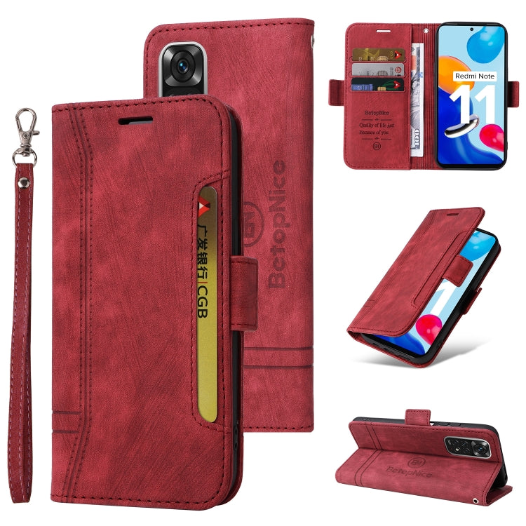 For Xiaomi Redmi Note 11 4G BETOPNICE Dual-side Buckle Leather Phone Case