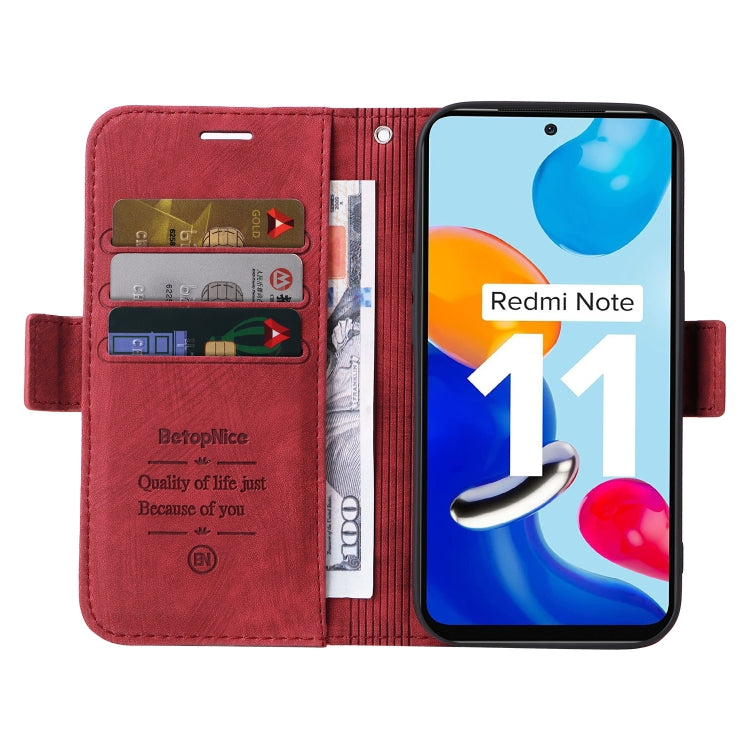 For Xiaomi Redmi Note 11 4G BETOPNICE Dual-side Buckle Leather Phone Case