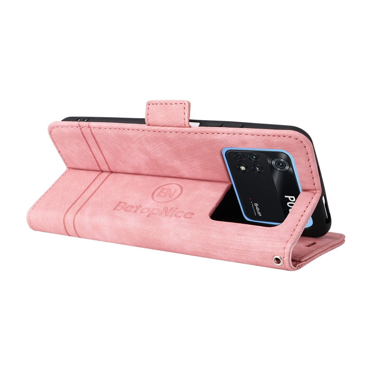 For Xiaomi Poco M4 Pro 4G BETOPNICE Dual-side Buckle Leather Phone Case