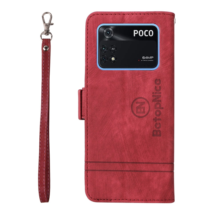 For Xiaomi Poco M4 Pro 4G BETOPNICE Dual-side Buckle Leather Phone Case