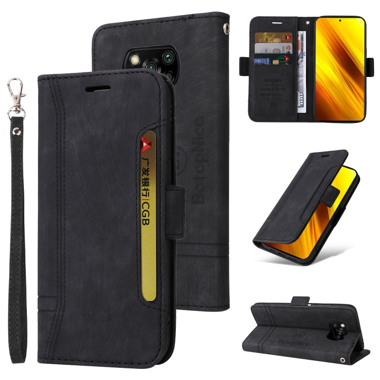 For Xiaomi Poco X3 NFC BETOPNICE Dual-side Buckle Leather Phone Case