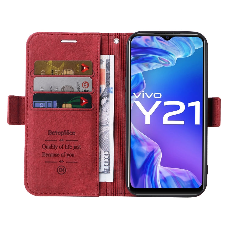 For vivo Y21 2021 BETOPNICE Dual-side Buckle Leather Phone Case